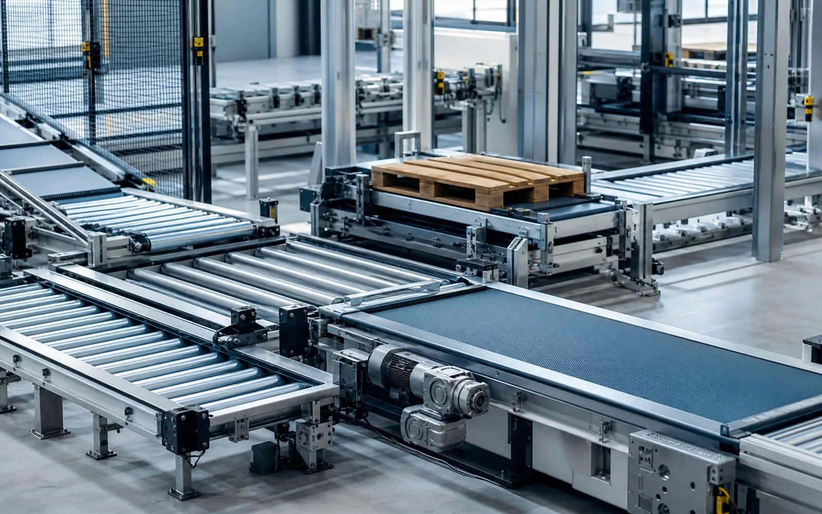 Roller conveyor and material flow system