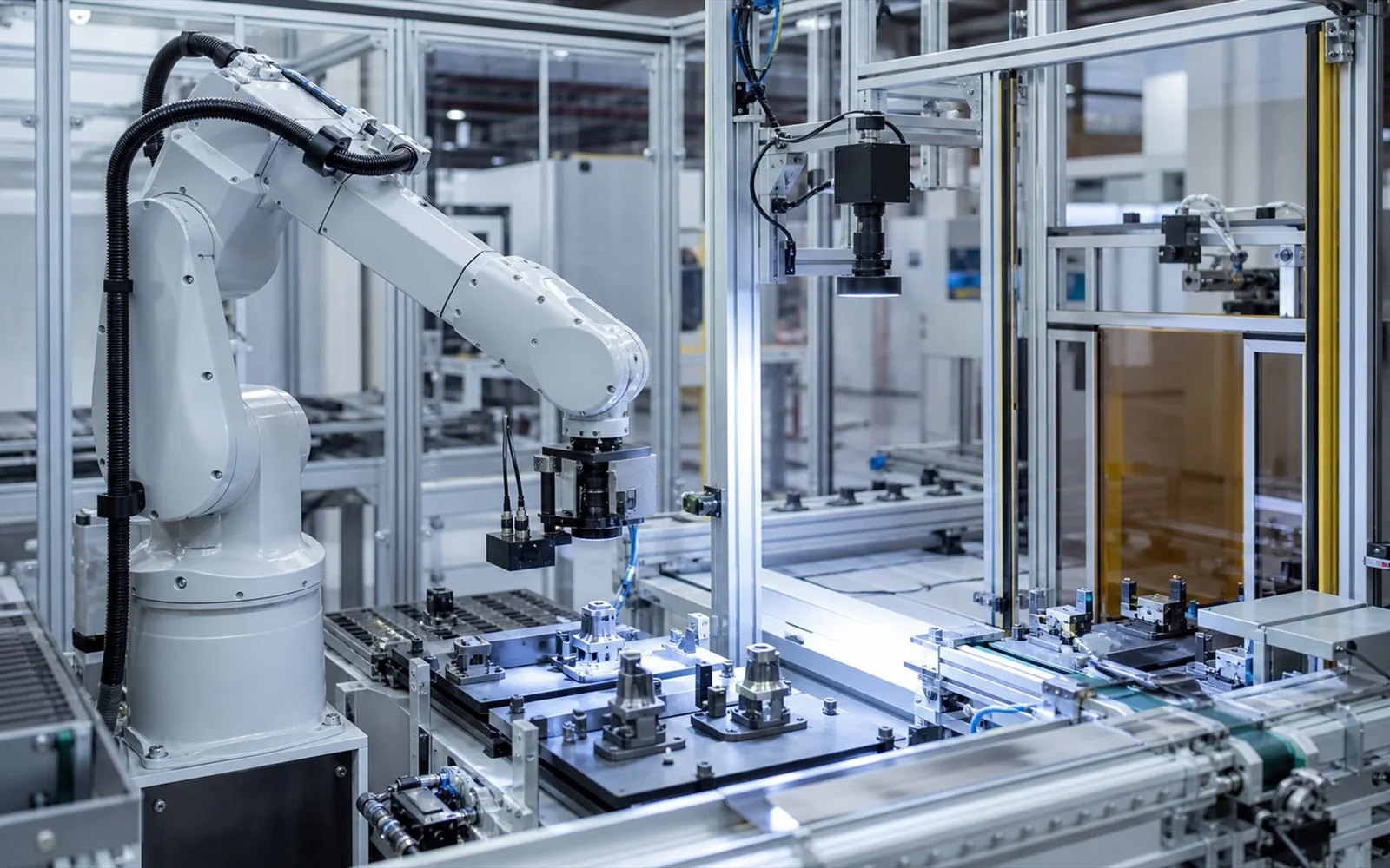Robot handling inspection and testing cell